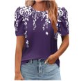 thumbnail image 1 of Pisexur Hauts pour Femmes, Hauts de Sortie pour Femmes et T-Shirt à Col Rond Imprimé à Manches Courtes, Haut Ample, Hauts de Printemps pour Femmes Violet, P, 1 of 4