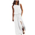 thumbnail image 2 of MesaSe Femmes Casual Robe Robe d'Été pour les Femmes Cou Sans Manches Maxi Robes de Fourche de Couleur Unie Ouverture Robe Femmes Vêtements L AG, 2 of 6