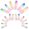 thumbnail image 3 of EeaseCA 24pcs Super Long Rainbow Fake Nails Gradient Color Press on Fingers Nails, 3 of 8