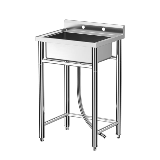 AKDSteel Commercial Stainless Steel Kitchen Sink, Freestanding Utility Sink With 360° Rotatable Faucet, Pipe, And Filter Drainer For Laundry, Garage, Or Shop