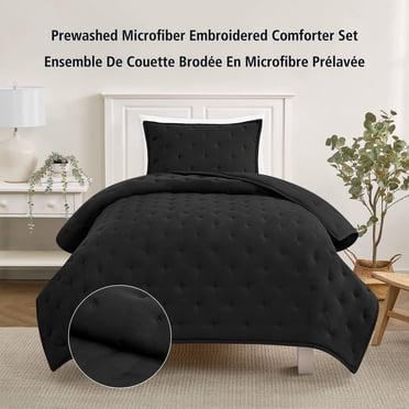 Mainstays Twin/Twin XL Comforter Set, Soft Lightweight & All Season, 2-Piece, Black