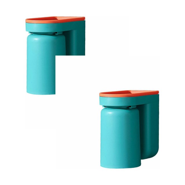 Oleegame 2PC Spoon And Lid Rest Toothbrush Rack Punch Light Luxury Mouthwash Cup Brushing Cup Wall Mounted Bathroom Storage Box Couple Tooth Cylinder Green
