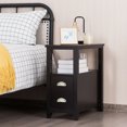 thumbnail image 3 of Gymax End Table Space-Saving Rectangular Bedside Table W/ 2 Drawers & Shelf Espress, 3 of 10