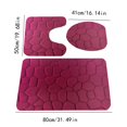thumbnail image 3 of Clearance 3 Piece Rock Memory Foam Bathroom Mat Set Flannel Embossed Rug Mat Toilet Lid Cover 19 Toilet Mat U Shape, 3 of 4