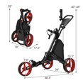 thumbnail image 2 of Gymax 3-Wheel Foldable Golf Push Pull Cart Trolley w/ Adjustable Handle Red, 2 of 10