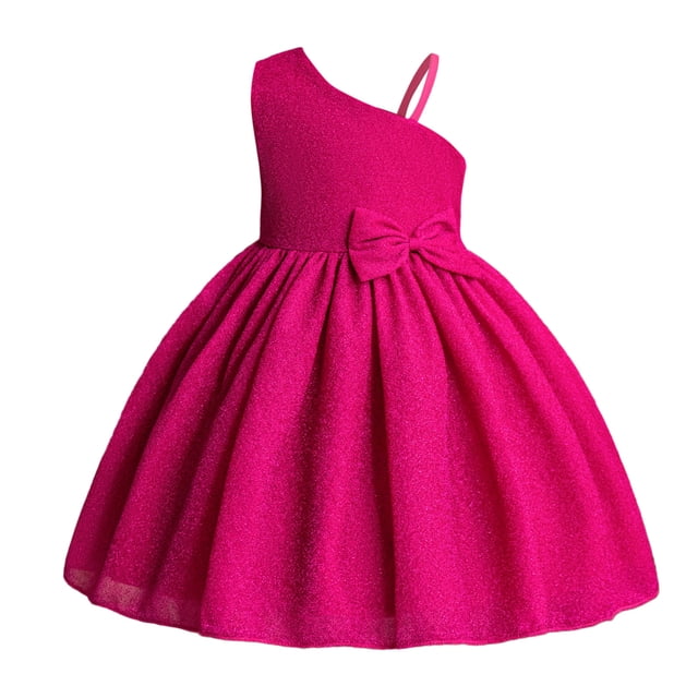WEAIXIMIUNG Robes d'Été pour Filles Taille 6-7 Robe de Concours pour Enfants Filles Robe de Fête Nœud Papillon Sans Manches