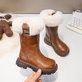 thumbnail image 2 of Girls Winter Solid Color Side Zip Thigh High Boots Warm Data Boots, 2 of 9