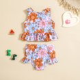 thumbnail image 2 of TIEVOSA Summer Girls Cartoon Flower Printed Ruffles Two Piece Swimwear Swimsuit Bikini 3-13 Years Old, 2 of 6