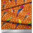 thumbnail image 2 of Soimoi Orange polyester Crepe Fabric Macaw Parrot Bird Print Fabric by Yard 42 Inch Wide, 2 of 3