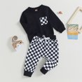 thumbnail image 2 of Gupgi Baby Boy Fall Outfits Checkered Plaid Pullover Pants 2Pcs Set, 2 of 8