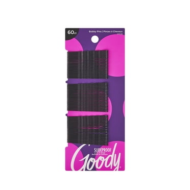 Goody Ouchless Bobby Pins, Slide-Proof Black Hair Pins, 60 Ct