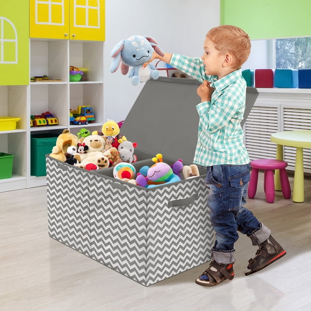 Sorbus Coffre de Rangement pour Jouets pour Enfants, Grand, avec Couvercle, Argent