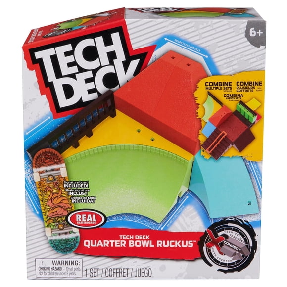 Tech Deck, Quarter Bowl Ruckus X-Connect Park Creator , Coffret rampe à construire et à personnaliser avec fingerboard exclusif, jouet pour enfants à partir de 6 ans