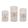 thumbnail image 2 of Mark Feldstein & Associates Jeweled Snowflake Iced Glass Flameless Pillar Candles Assorted Set of 3, 2 of 4
