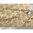 thumbnail image 2 of Soimoi Beige polyester Crepe Fabric Leaves,White Floral & Snake Reptile Decor Fabric Printed BTY 42 Inch Wide, 2 of 3