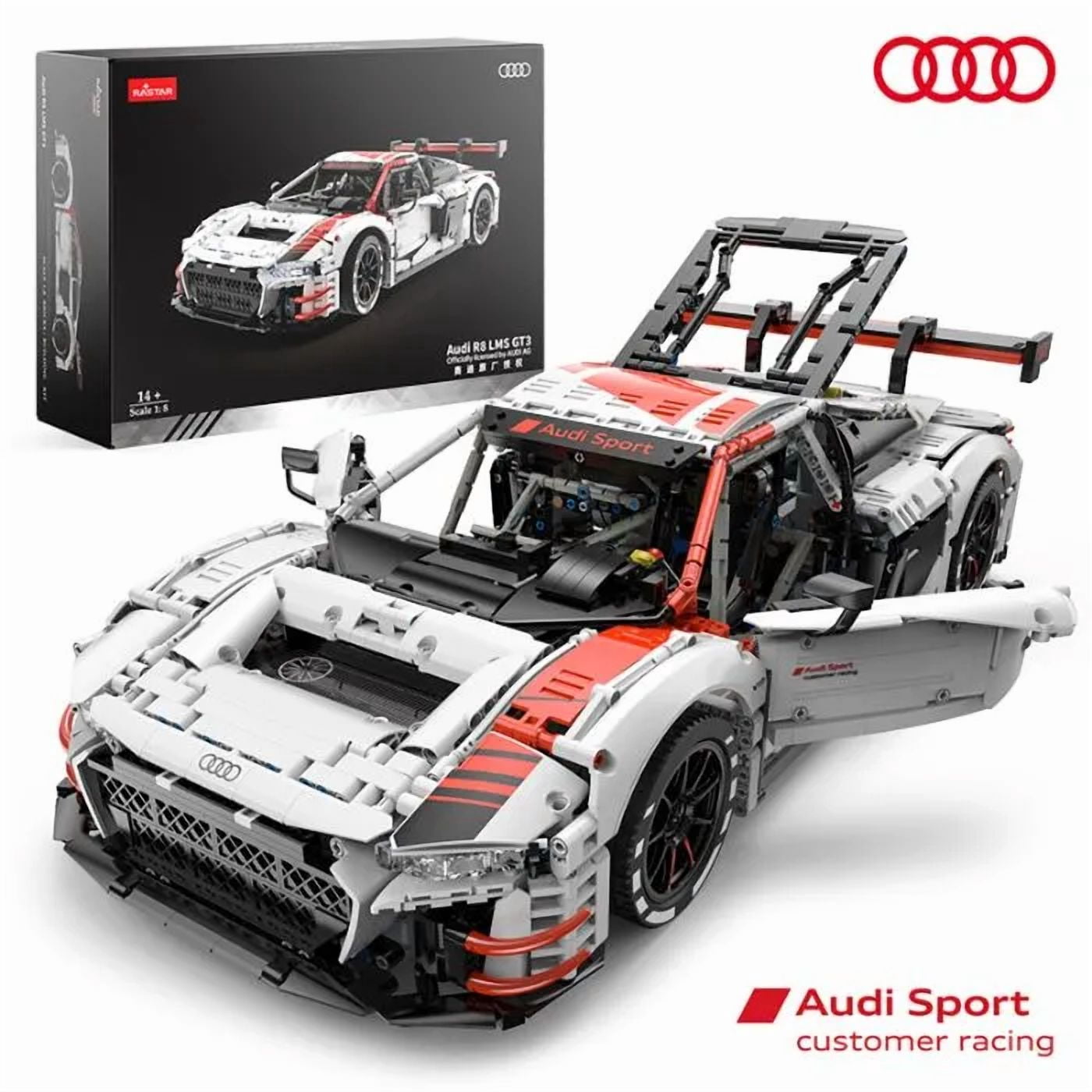 Audi R8 LMS GT3 1:8 Scale Model Kit, 3314-Piece Licensed Racing Car Building Set, Detailed Display Model for Teens & Adults