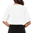 thumbnail image 4 of 2 Pack(White 1PCS & Beige 1PCS) Multipack Short Kimonos for Women Solid Mesh Irregular Short Sleeve Loose Cardigan Beach Holiday Tops, 4 of 6