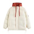 thumbnail image 1 of Styesk Jackets for Men Zipper Up Warm Jackets Outdoor Plus Size Work Coats Hooded Color Block Puffer Jacket Casual Comfy Wind Breaker Jackets with Pockets, 1 of 8