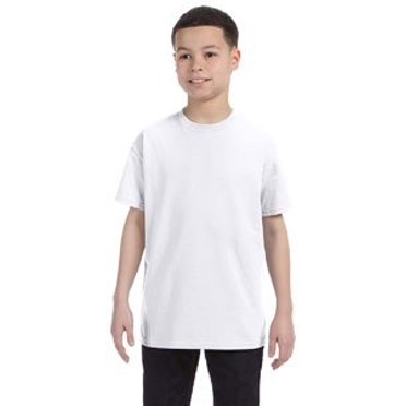 Hanes T-Shirt en Coton Authentique Sans Étiquette pour Enfants, Blanc, Moyen