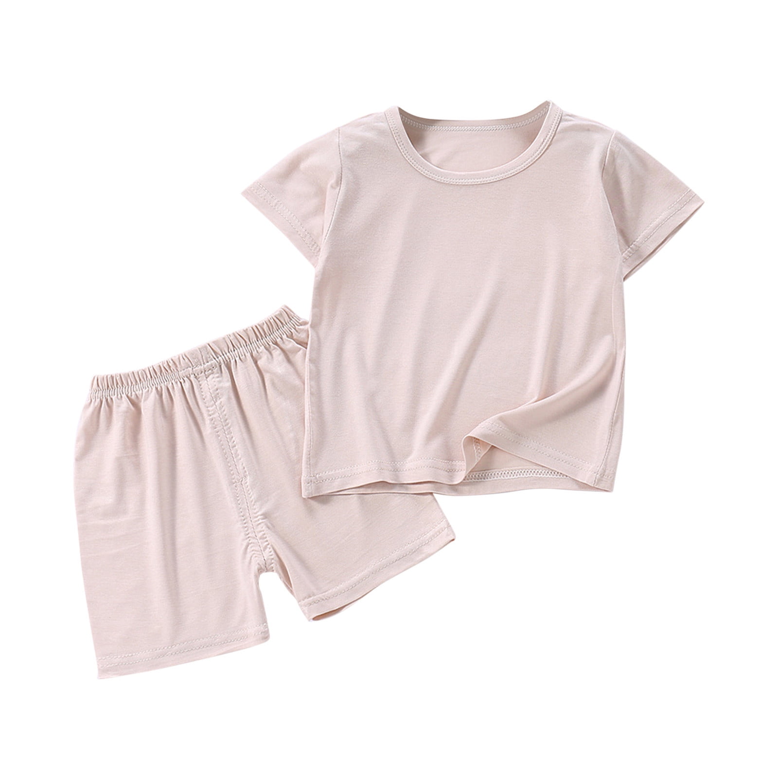 Birdeem Ensemble T-Shirt à Col Rond à Manches Courtes Uni et Short Taille Basse pour Bébés Garçons et Filles