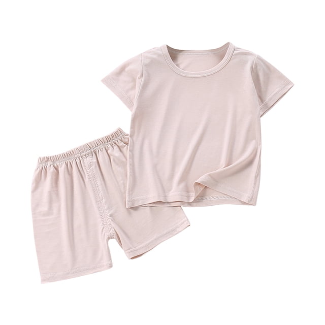 Birdeem Ensemble T-Shirt à Col Rond à Manches Courtes Uni et Short Taille Basse pour Bébés Garçons et Filles