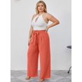 thumbnail image 2 of Showmall Plus Size Women's 4X Lightweight High Waisted Wide Leg Pants with Pockets, 2 of 8