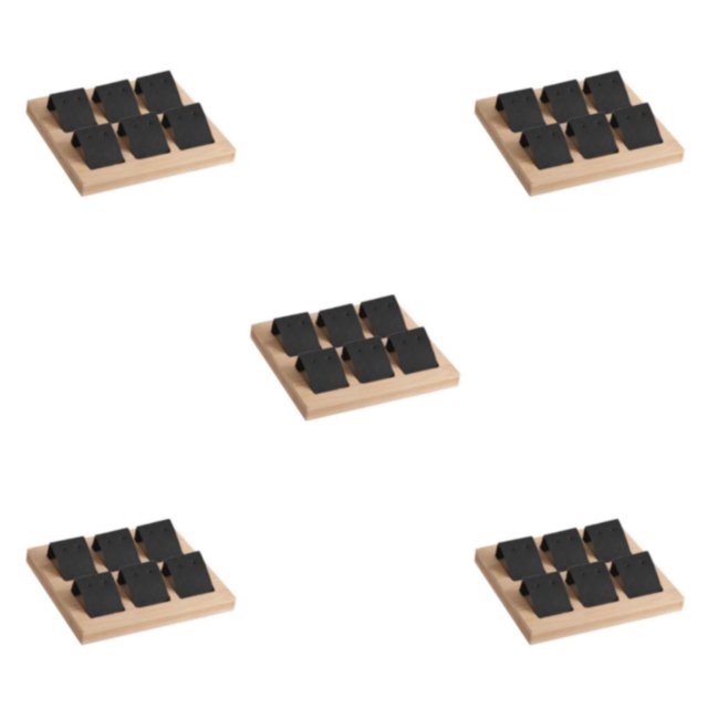 kurtrusly Wood Earring Card Holder w/ Tray Jewelry Display for Accessory 6 Pair Black 5Set