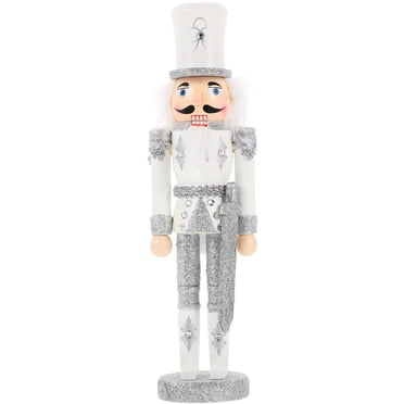 KAKOWELY Nutcracker Soldier Christmas Nutcracker Figure Wooden Glitter Puppet for Table,11.81"X3.35"X2.76"