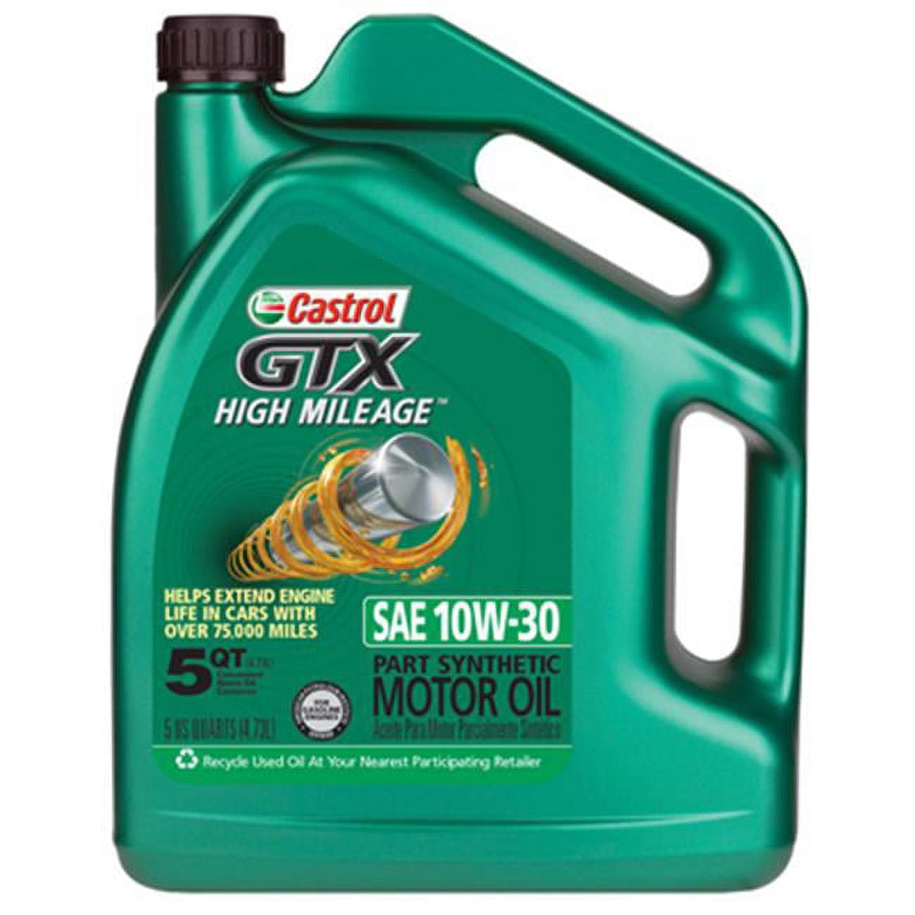BP Lubricants 03110 5 Quart, Castrol 10W30 GTX High Mileage Motor Oil, Pack of 3