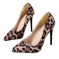 thumbnail image 4 of Cameland Women's Large Size Suede Leopard Print Four Seasons Matching Fine Heel Pointed Heels, 4 of 5