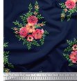 thumbnail image 1 of Soimoi Blue polyester Crepe Fabric Flower Floral Fabric Prints By Yard 52 Inch Wide, 1 of 3