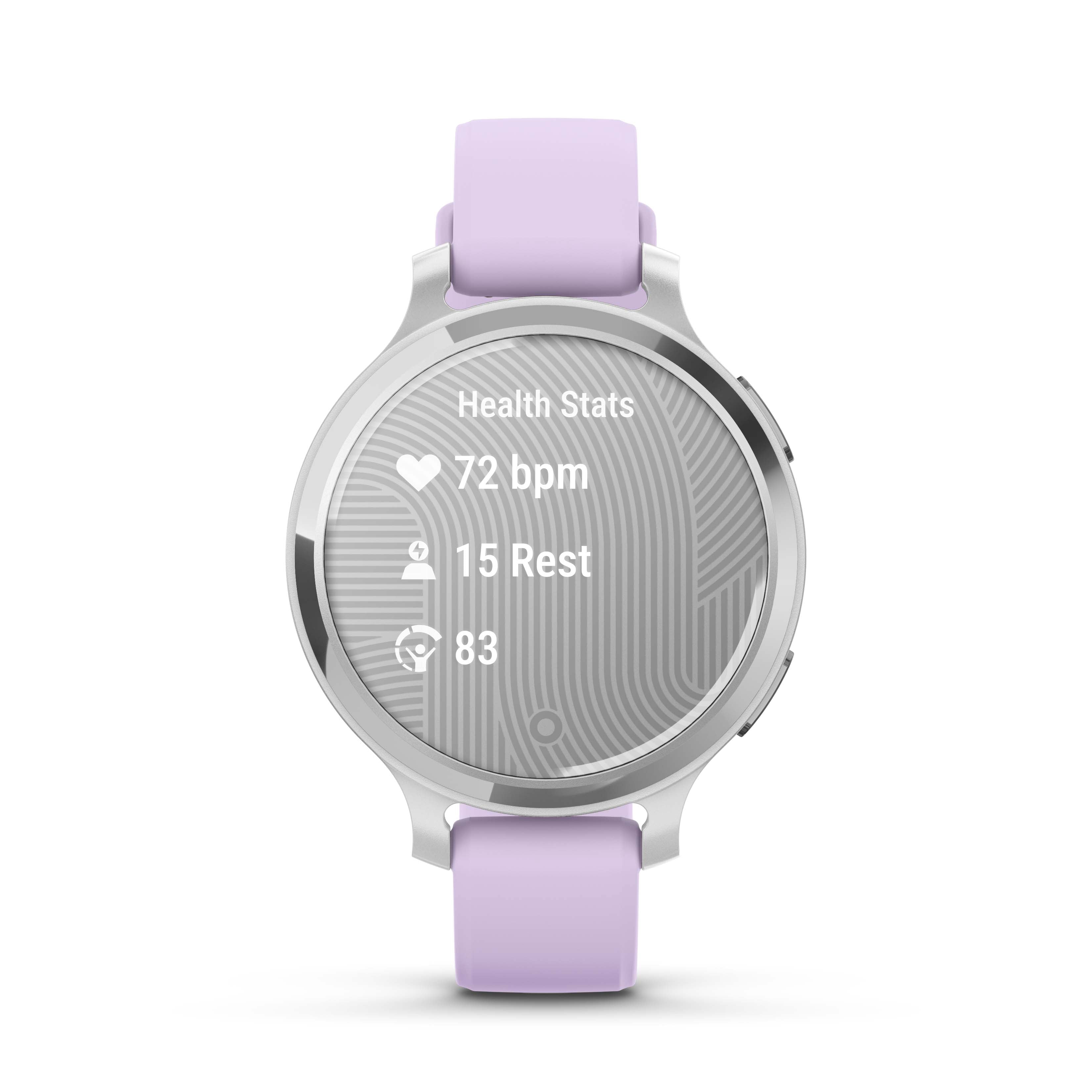 Montre intelligente et tracker d'activité Garmin Lily 2 Active - Argent avec bracelet en silicone violet jasmin