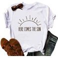 thumbnail image 1 of YourTops T-Shirt pour Femmes HERE Comes The Sun (US 2TG, 2-White), 1 of 2