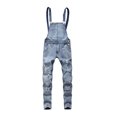 thumbnail image 4 of EGNMCR Men's Pants, Full Length Pants Overalls, Men's Denim Bib Overall, Men's Workout Athletic Pants Mens Washed Bib Overalls Casual Ripped Jumpsuits Rompers Men Pants, 4 of 7
