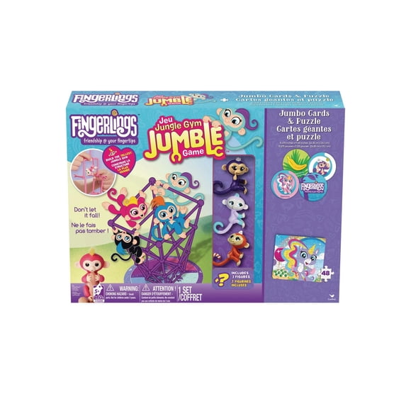 Fingerlings Jungle Gym Jumble Game, Jumbo Cards, and 48-Piece Puzzle Bundle