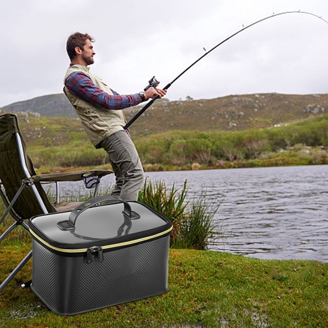 TIMIFIS Eva Storage Fishing Bucket Live Fish Container Foldable Fishing Box with Thickened Water Bucket for Storing Fish - Fishing Gear Accessory Camping & Hiking