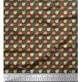 thumbnail image 1 of Soimoi Gray Poly Georgette Fabric Text & Fruits Fabric Prints by Yard 52 Inch Wide, 1 of 6