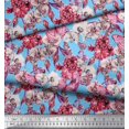 thumbnail image 2 of Soimoi Moss Georgette Fabric Butterfly & Orchids Floral Fabric Prints by Yard 42 Inch Wide, 2 of 3