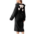 thumbnail image 4 of Teissuly Peignoirs pour Femmes Mode Allongé Garder au Chaud Col à Revers Même Style Pyjama à Capuche Uni Manches Longues Nuisette, 4 of 6