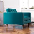 thumbnail image 4 of Harriet Mid-Century Modern Pillow Back Velvet Armchair in Turquoise, 4 of 6
