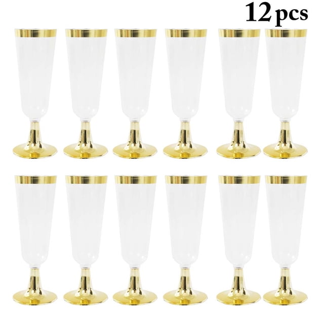 12PCS Champagne Flute Creative Disposable Plastic Wedding Cup Champagne Glass