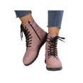 thumbnail image 1 of Woobling Womens Comfortable Ankle Boots Work Lace Up Boot Slip Resistant Leather Booties Pink 5.5, 1 of 9