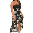 thumbnail image 1 of Birdeem Womens Summer Print Strapless Long Dress Beach Split Dress Party Club Dress, 1 of 5
