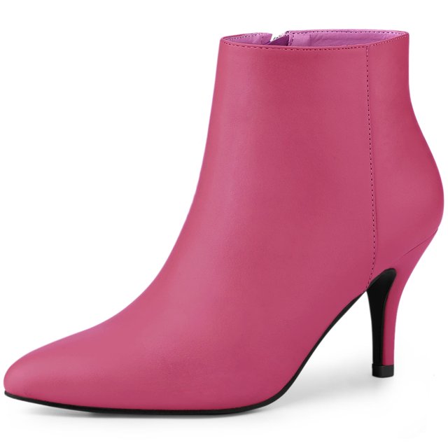 BLISSFUL STEP Women's Pointed Toe Zipper Stiletto Heels Ankle Boots