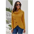 thumbnail image 2 of Chandails Femme Chauds Chandails Asymétriques Tricotés Col Roulé Uni Cache-Cœur Tricoté Manches Longues Chemises Hauts Décontracté TG, 2 of 6