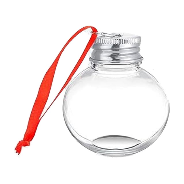 ZZkhGO Plastic Ball Bottle 50ml, Thickened Christmas Decorative Container, Refillable Ornament for Milk Tea and Cold Drinks
