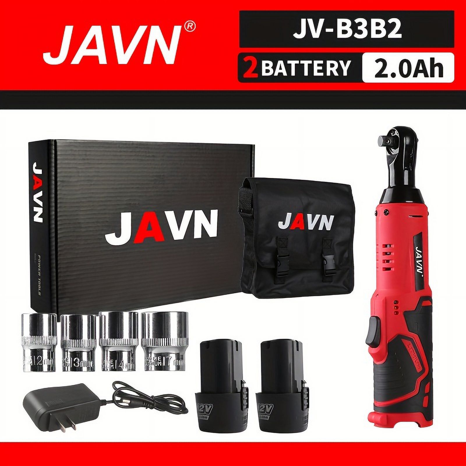 1 Ensemble JAVN Clé Électrique Sans Fil 12V, Clé à Cliquet 45NM 3/8 Pieds', Vis de Retrait