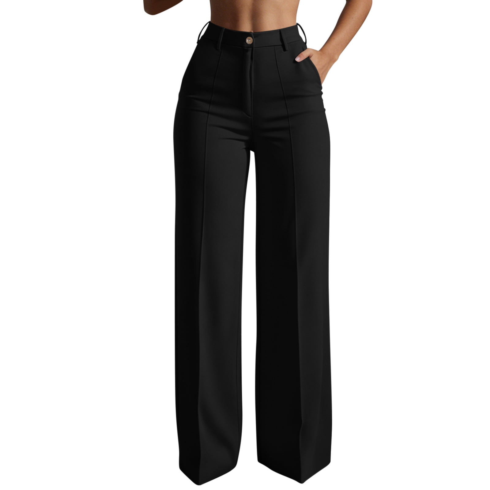 womens black dress pants with pockets Nfurl for Women Business Casual Pleated Straight Leg Slacks Trousers High Waisted Work Office Slacks Pants Black,S Size:Pre-order Size 7-8 Slaydiva Women's Slim Fit Elevate Every Occasion High collection-LifestyleEssentials