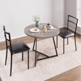 thumbnail image 3 of Dining Table Set for 2, Round Kitchen Table and 2 Chairs, Metal Frame, 3 Piece Kitchen Table Set for Small Space, Apartment, Studio, 3 of 7