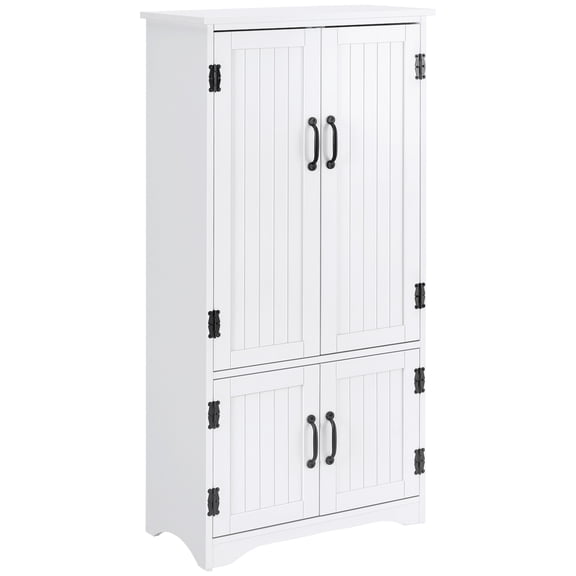 HOMCOM Garde-Manger de Cuisine 48 Pouces, Armoire de Rangement de Cuisine avec Étagères, Blanc